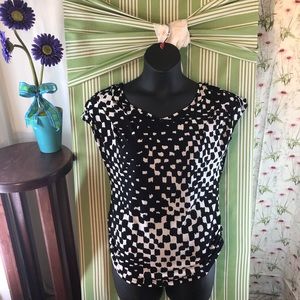 Worthington Medium Cowl Neck Top Black White